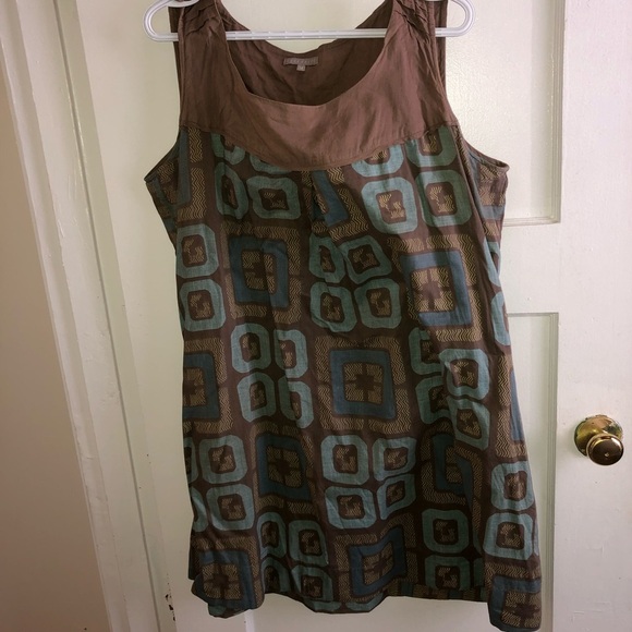 Mid Century somewhere Geometric Pattern Sleeveless Dress- size 18 - 100% cotton - Picture 1 of 7
